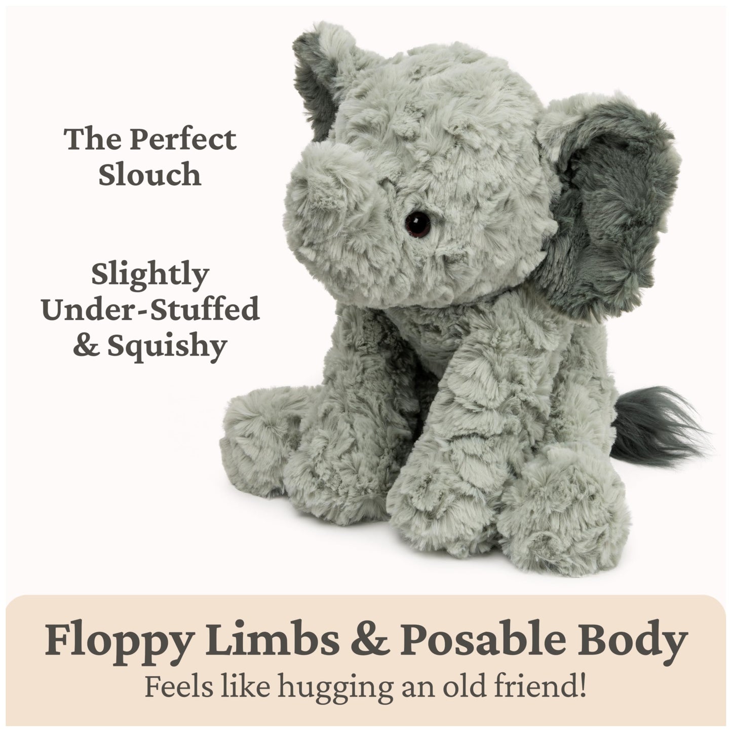GUND Cozys Collection Elephant Plush, Elephant Stuffed Animals for Ages 1 and Up, Gray, 10"