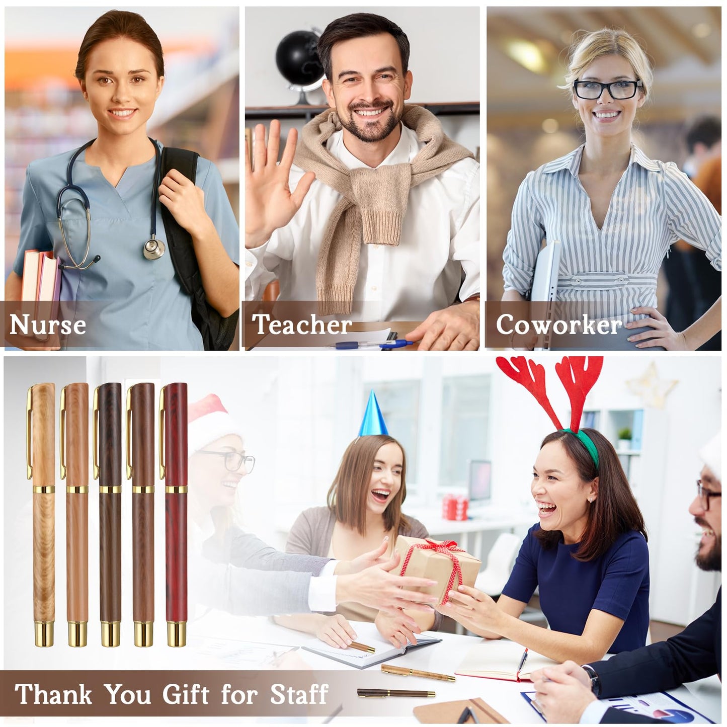 PerKoop 100 Pcs Ballpoint Pens for Men Thank You Gifts Bulk Inspirational Black Ink Pen Back to School Gifts for Teacher Team Employee Coworker
