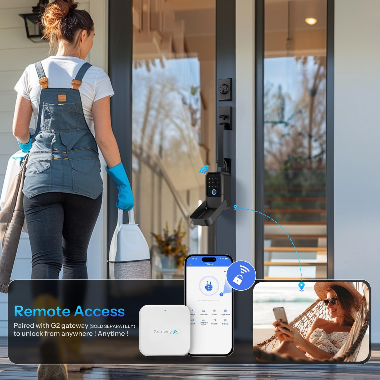 LOQRON Smart Key Box - Advanced Fingerprint Recognition, App Control, Manual Keys, Access Card - Weatherproof, Wall Mounted & Door Hanging for Home, Airbnb, Realtor and Office