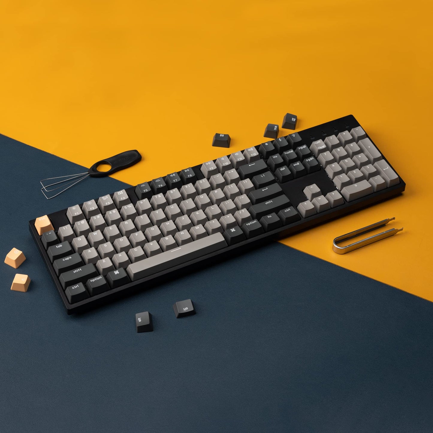 Keychron C2 Pro Wired Custom Mechanical Keyboard Full Size Layout QMK/VIA Programmable Macro White Backlit with Keychron K Pro Brown Switch OEM Profile Double-Shot PBT Keycaps for Mac Windows Linux