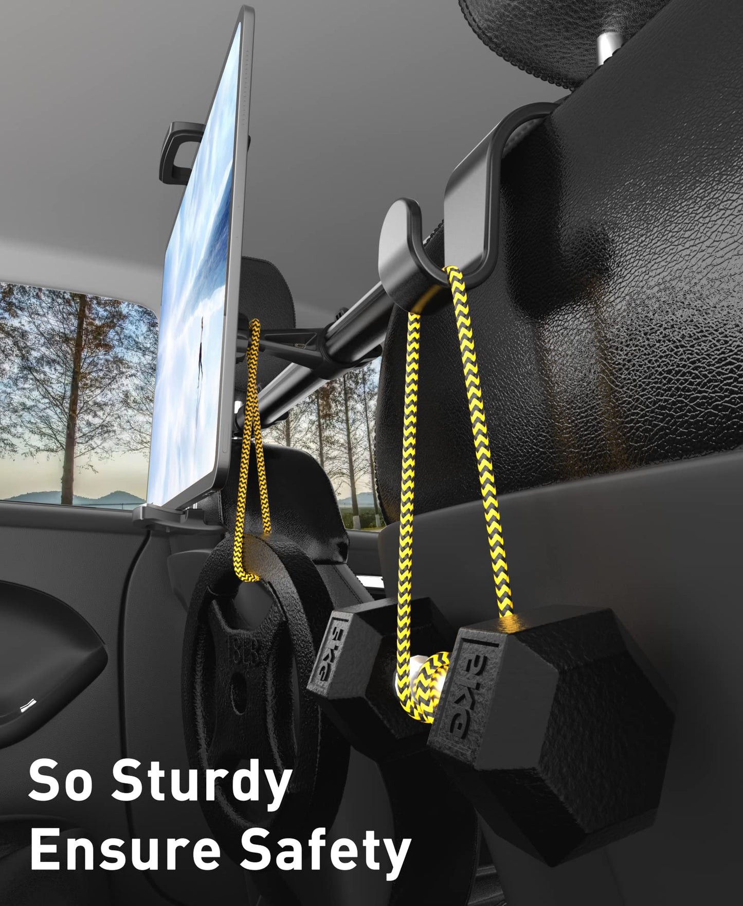 Car Tablet Holder Mount for iPad: Headrest Tablet Stand for Car Back Seat Compatible with iPad Pro Air Mini | Galaxy Tab | Kindle Fire HD | Switch OLED or Other 4.7-13" Devices