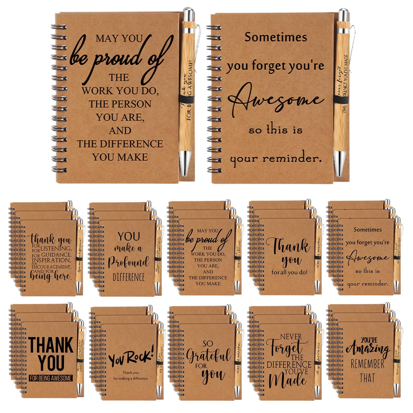Honoson 30 Sets 2026 Graduation Gifts Bulk CNA Week Spiral Notebooks Teacher Appreciation Gift Inspirational Journal Retractable Pens Encouragement Notepad Thank You Gifts for Staff Employee Coworker