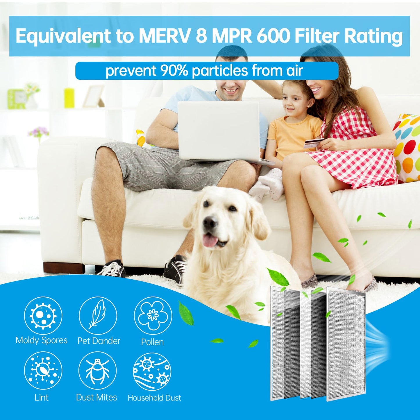 UBeesize 14x14x1 Reusable Electrostatic Air Filter HVAC AC Furnace Filter,MERV 8, Washable, Lasts a Lifetime,Permanent Air Filter,Breathe Fresher,Home And Office(Actual Size:13.5x13.5x0.82 Inch)