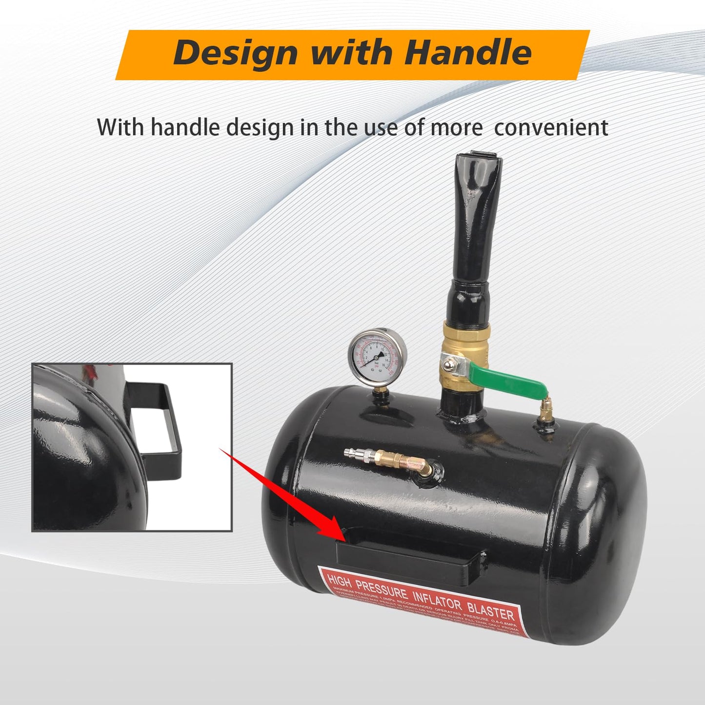 higehio Tire Bead Seater 145PSI Blaster Tool 5 Gallon Air Tire Seating Blaster Inflator Wheel Seating Tool Inflator Tank for Car Truck ATV Tank,Black