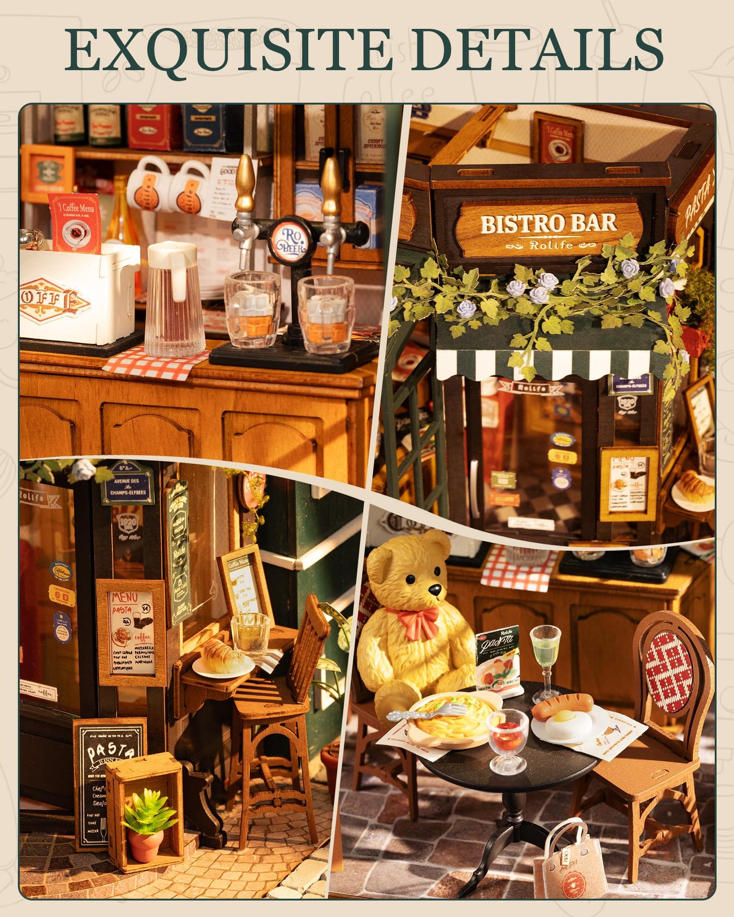 Rolife DIY Miniature House Kit for Adults, Mini Wooden Dollhouse Kit to Build, Bakery Tiny House Miniatures Diorama Building Kits-Birthday Christmas Craft Hobbies Gift for Teens Kids