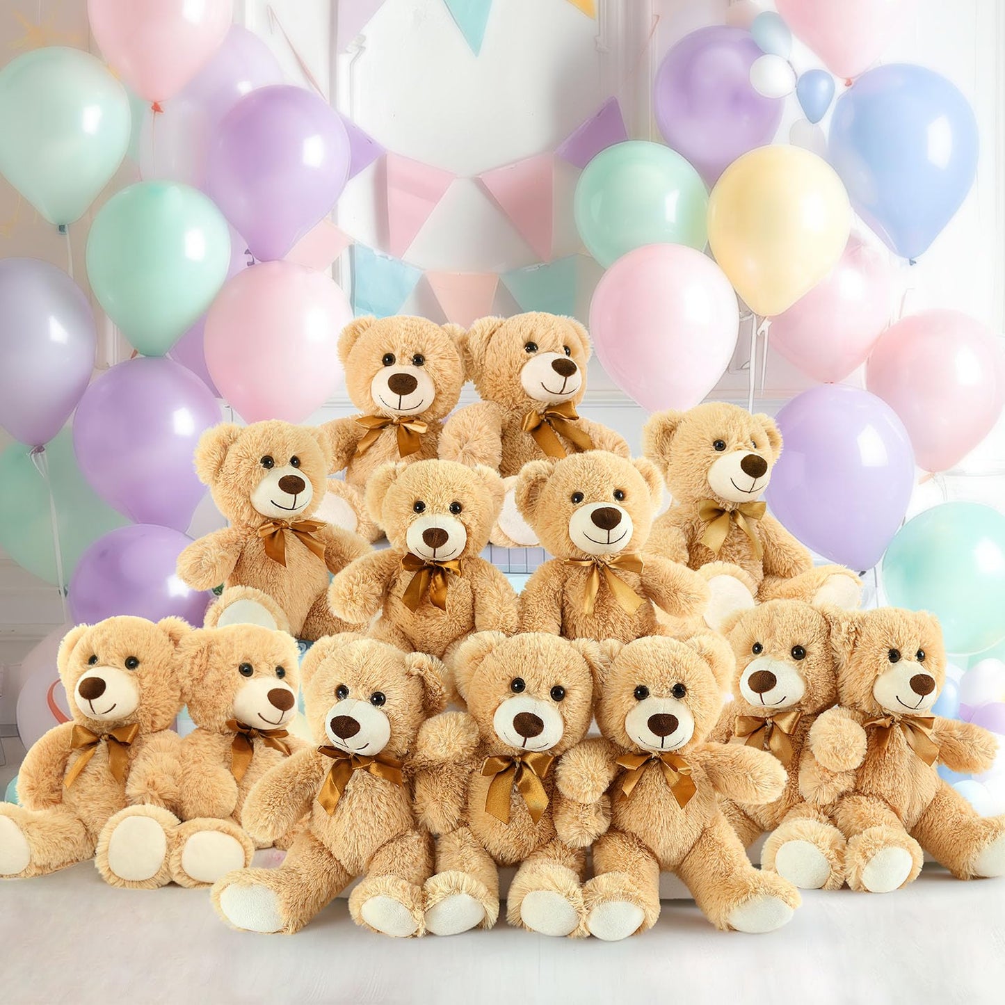 MaoGoLan 13Pcs Bulk Soft Cuddly Mini Teddy Bears - Baby Shower, Wedding, Party, Engagement