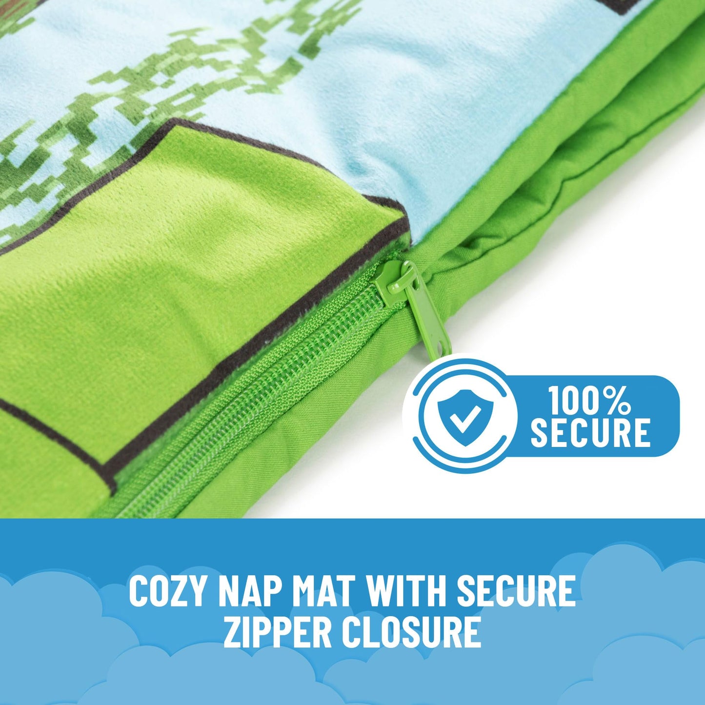 Jay Franco Kids Slumber Bag and Pillow - 54 x 27 Inch Comfy Indoor Sleeping Bag for School and Sleepovers, 2 Piece Set, Green - Minecraft