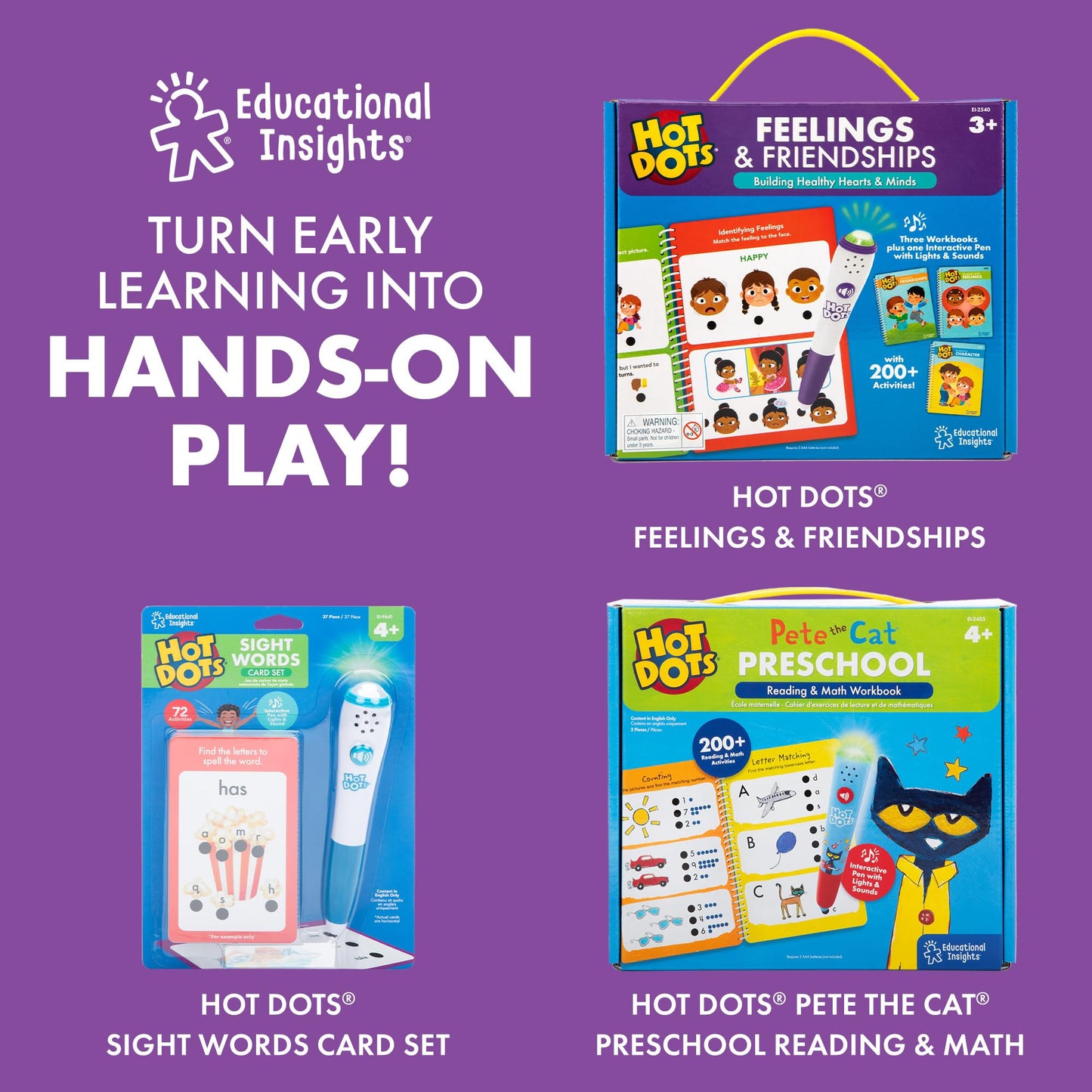 EDUCATIONAL INSIGHTS HOT DOTS LETS LEARN PRE-K MATH