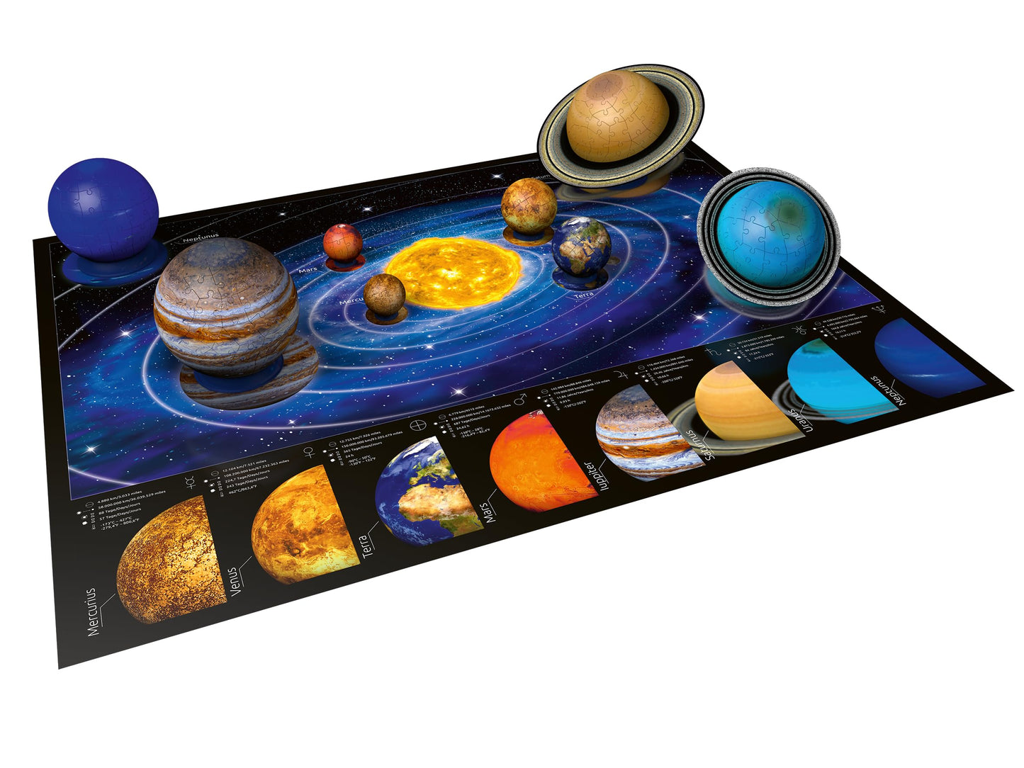 Ravensburger Solar System 540 Piece - 9 Planet 3D Jigsaw Puzzle Set for Kids & Adults | Easy Click Technology | Durable Material | Add a Splash of Color to Your Room Ages - No. 11668