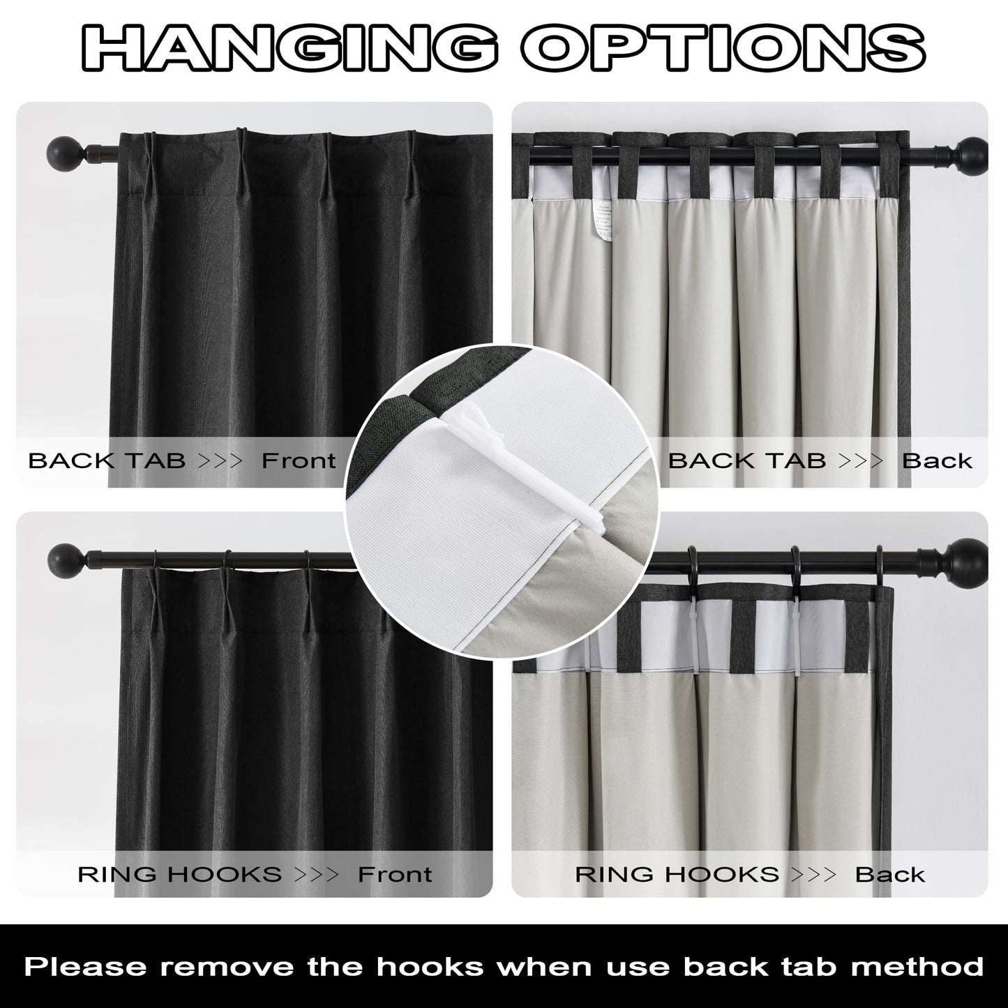 DUALIFE Extra Long Pinch Pleated Blackout Curtains/Drapes 144 Inch Length 12ft,Thermal Insulated Back Draperies 2 Story Window Curtains for Ceiling Villa,(Black, 2 Panels,40" W x 144" L)