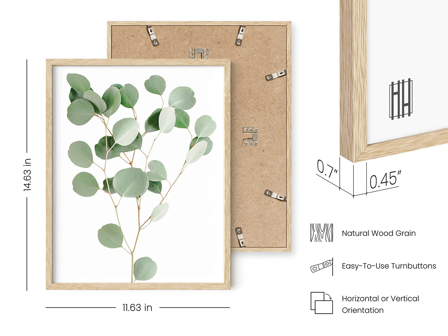 HAUS AND HUES Botanical Plant Wall Art Prints - Set of 4 Plant Wall Decor Prints, Floral Kitchen, Flower Leaves Wall Art, Boho Leaf Eucalyptus Wall Decor, Green Botanical Poster (Beige Frame, 11x14)