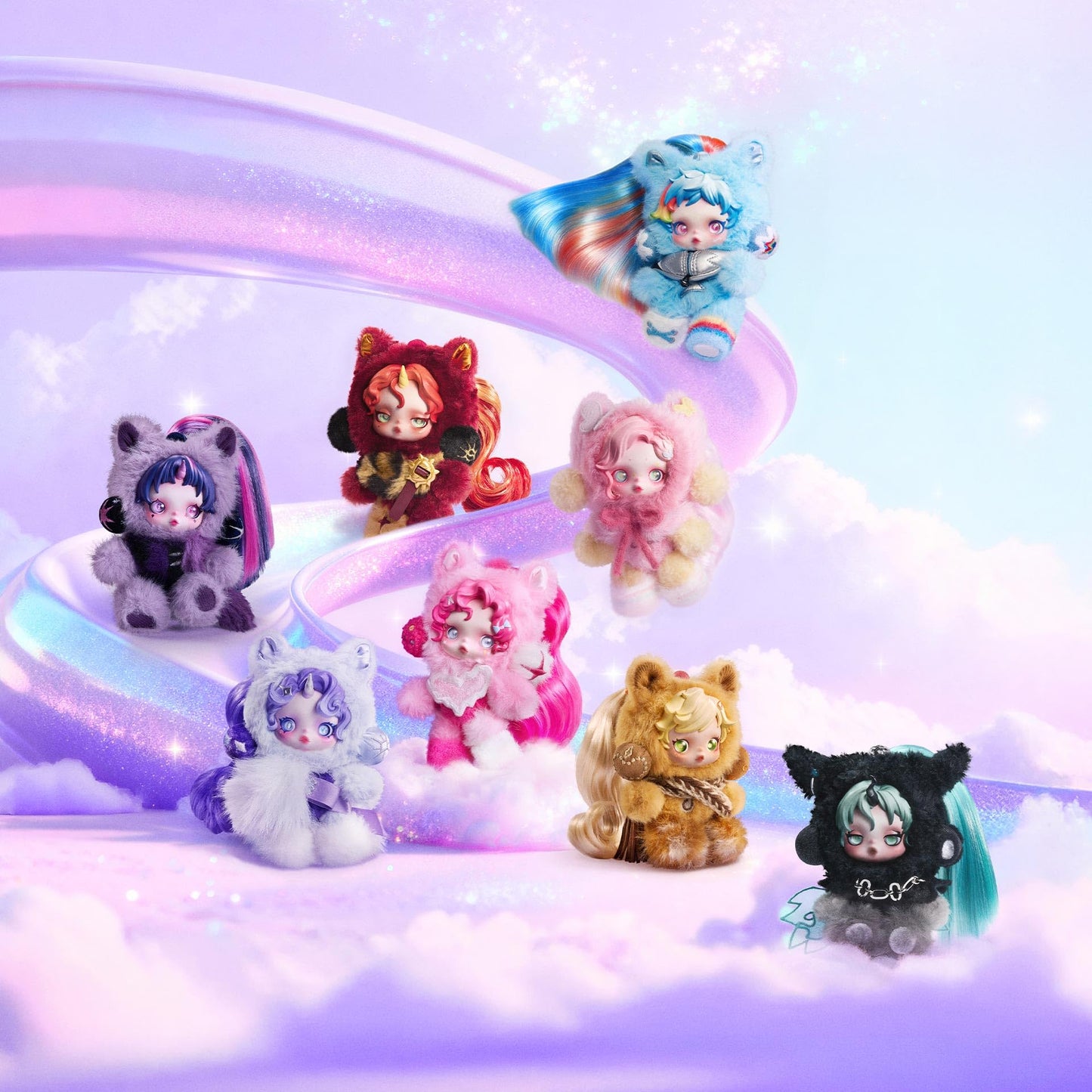 POP MART SKULLPANDA × My Little Pony Series Plush Doll Pendant, SKULLPANDA Blind Box Action Figures, Random Design Collectible Toys for Home Decor, Birthday Gifts for Girls Boys Women Men, Single Box