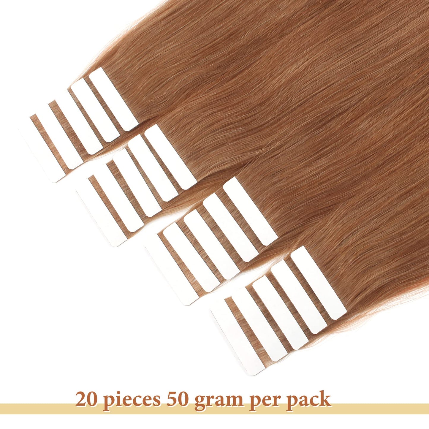 LovrioTape in Hair Extensions, Colored Light Auburn, Invisible Seamless Double Side Real Remy Human Hair 50 Gram 22 Inch 20 Pieces