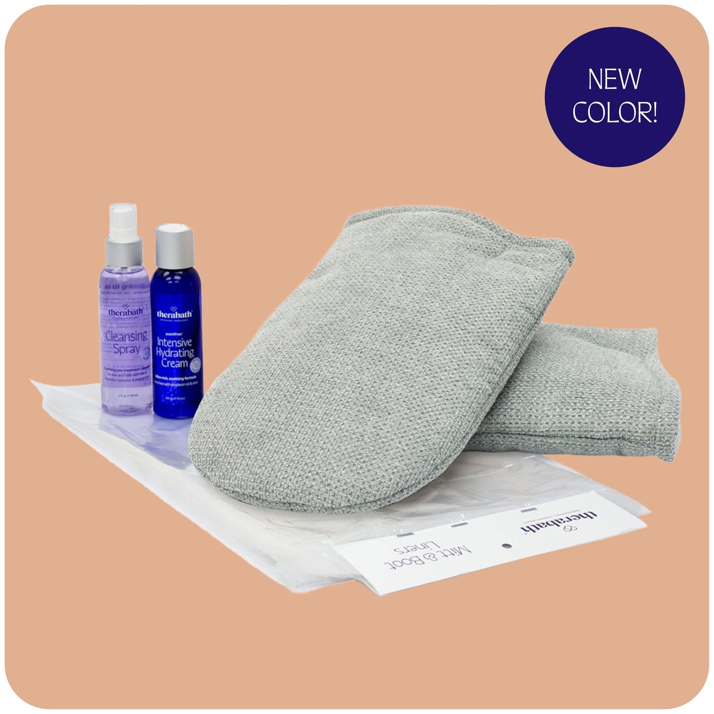 Therabath Hand ComforKit for Paraffin Wax Bath, Arthritis and Skin Therapy, Includes 2 Insulated Mitts, 100 Liners, 4 oz. Pre-Treatment Spray and Intensive Hydrating Cream, Home and Spa, Made in USA