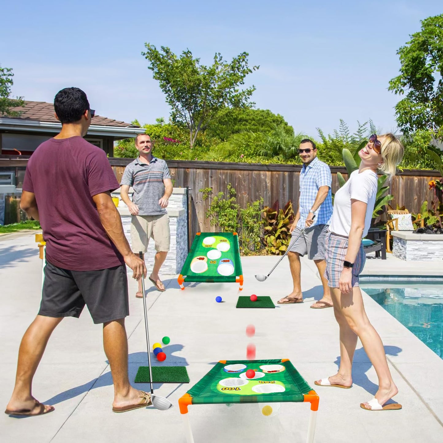TOY Life 2 Pack Golf Cornhole Game Corn Hole Set Chipping Golf Game for Adults Kids Backyard Yard Training Equipment Outdoor Indoor (NO Club Included)