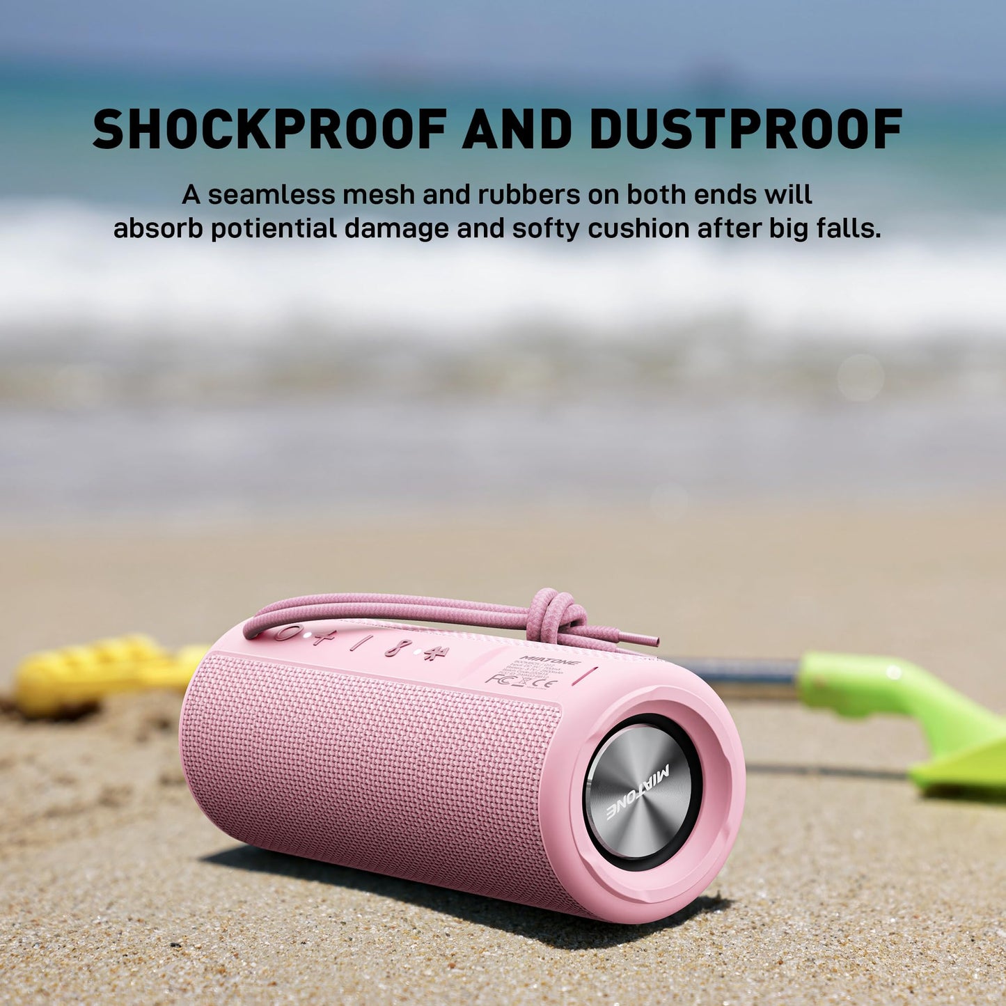 MIATONE Boombox Outdoor Portable Bluetooth Speaker Wireless Speakers Waterproof - Pink