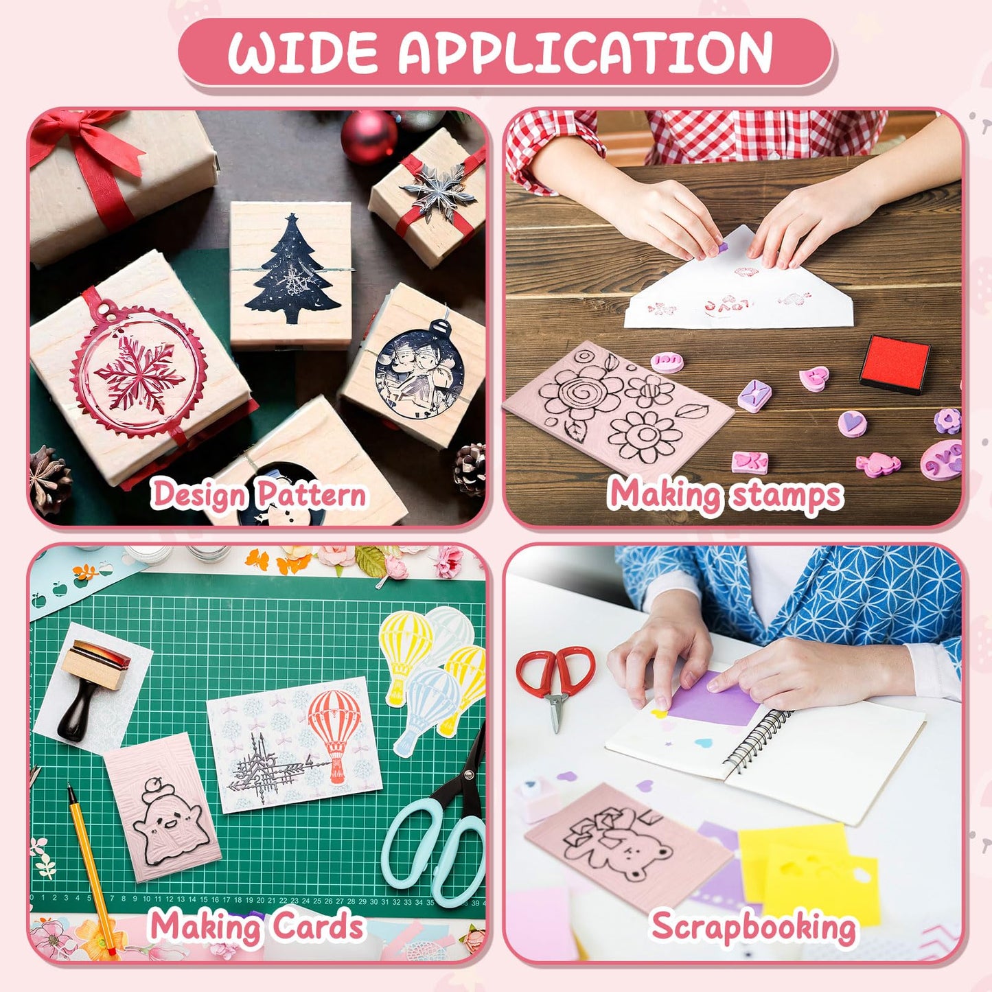 Frienda 30 Pack 4"x6" Rubber Carving Blocks Rubber Stamp Carving Linoleum Blocks for Printmaking, Printing, DIY Craft Project Soft Stamp for Beginners and Professional(Pink)
