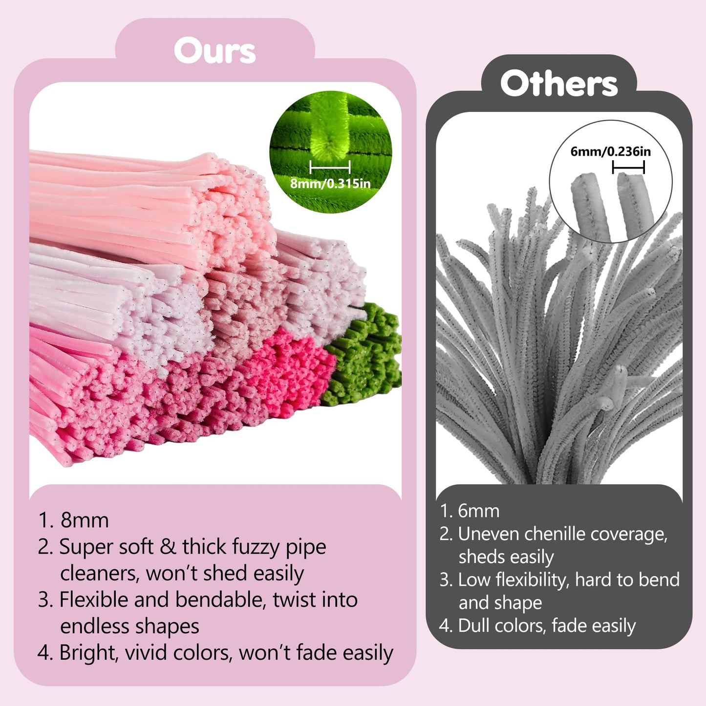 EARLY MINDS 800Pcs Pipe Cleaner Flower Bouquet Kit, 8 Colors Romantic Pink Chenille Stems Craft Set with Floral Tape, Flower Stems, Gift Wrap & More, DIY Bouquet Gift for Adults