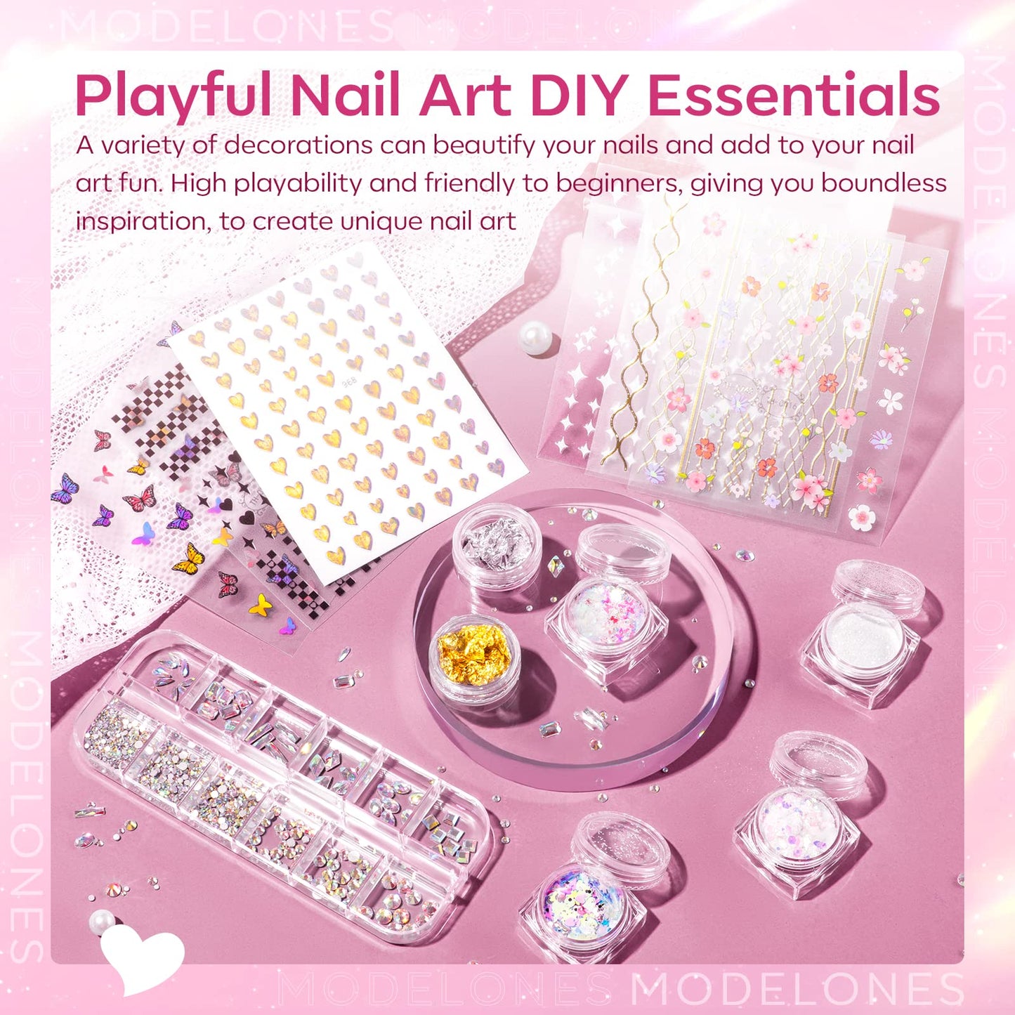 Modelones Poly Nail Gel Kit 8 Rosy Pink Colors with 48W LED Nail Lamp Poly Extension Gel Complete Nail Art Tools Professional Starter Manicure Kit Supplies Rhinestone GlittersBeauty Gift DIY at Home