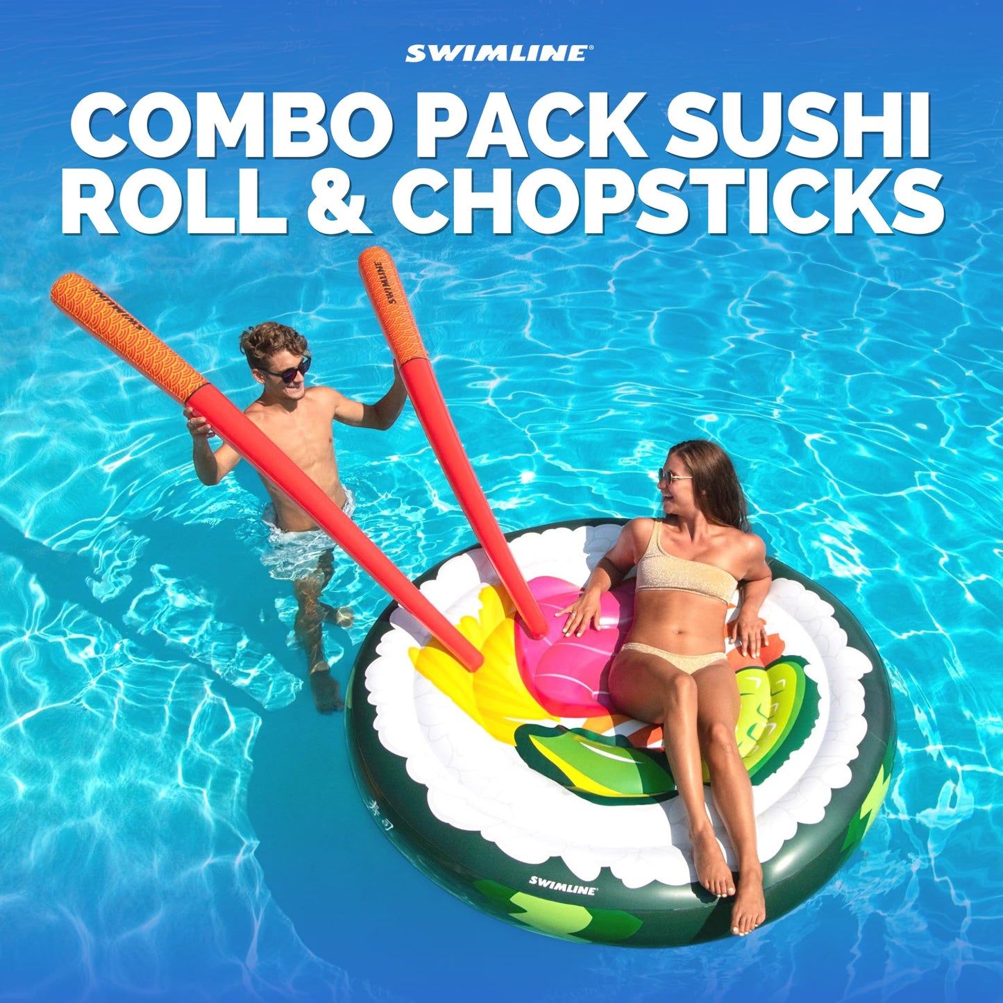 Swimline Futomaki Sushi Floating Island With Doodle Chopsticks Set 60"