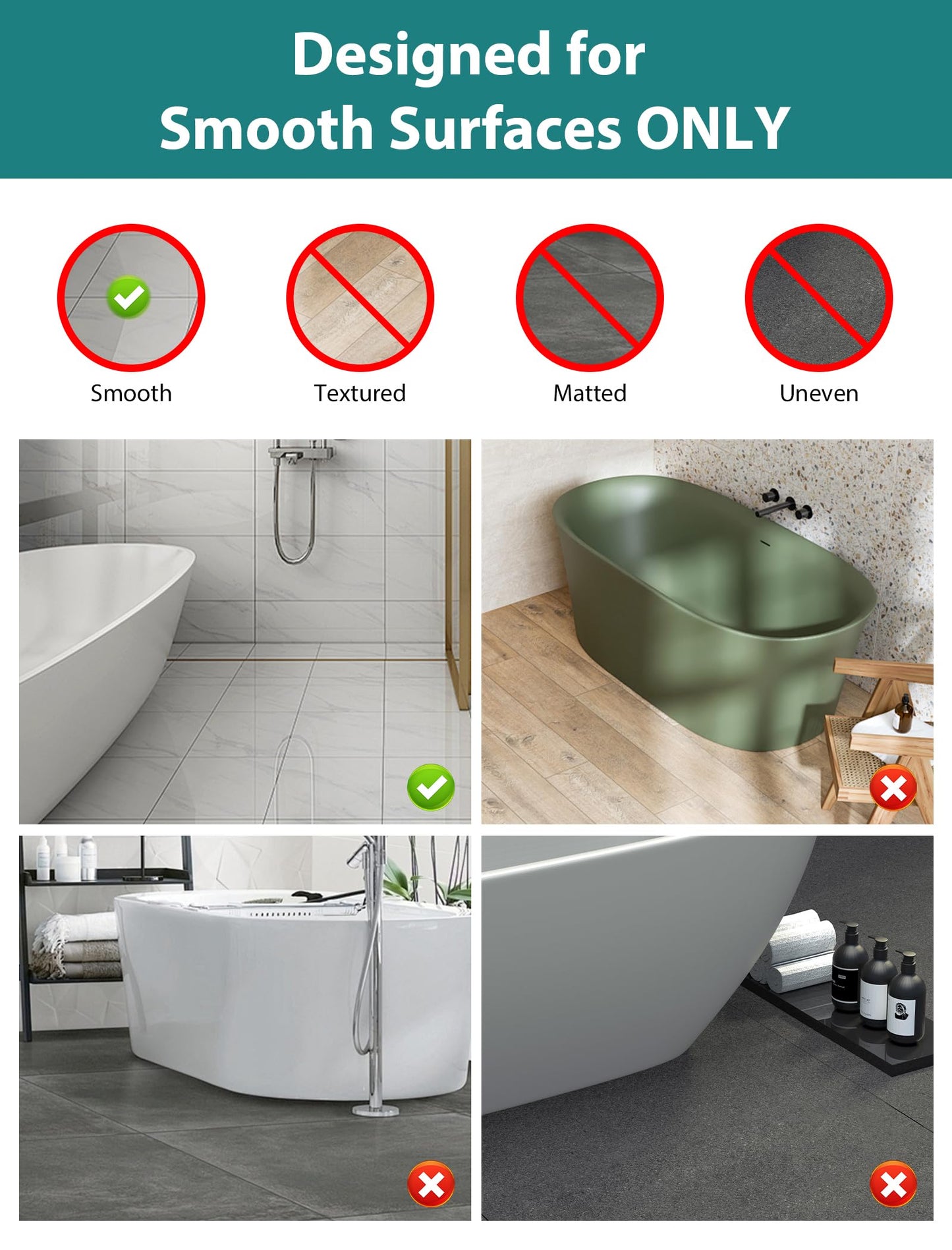 Extra Large Shower Mat, Yonala 47 x 32 Inch Non Slip Shower Mats for Inside Shower, Soft TPE Shower Floor Mat with Suction Cups and Drain Holes, Machine Washable Bathroom Shower Mat, Easy to Clean