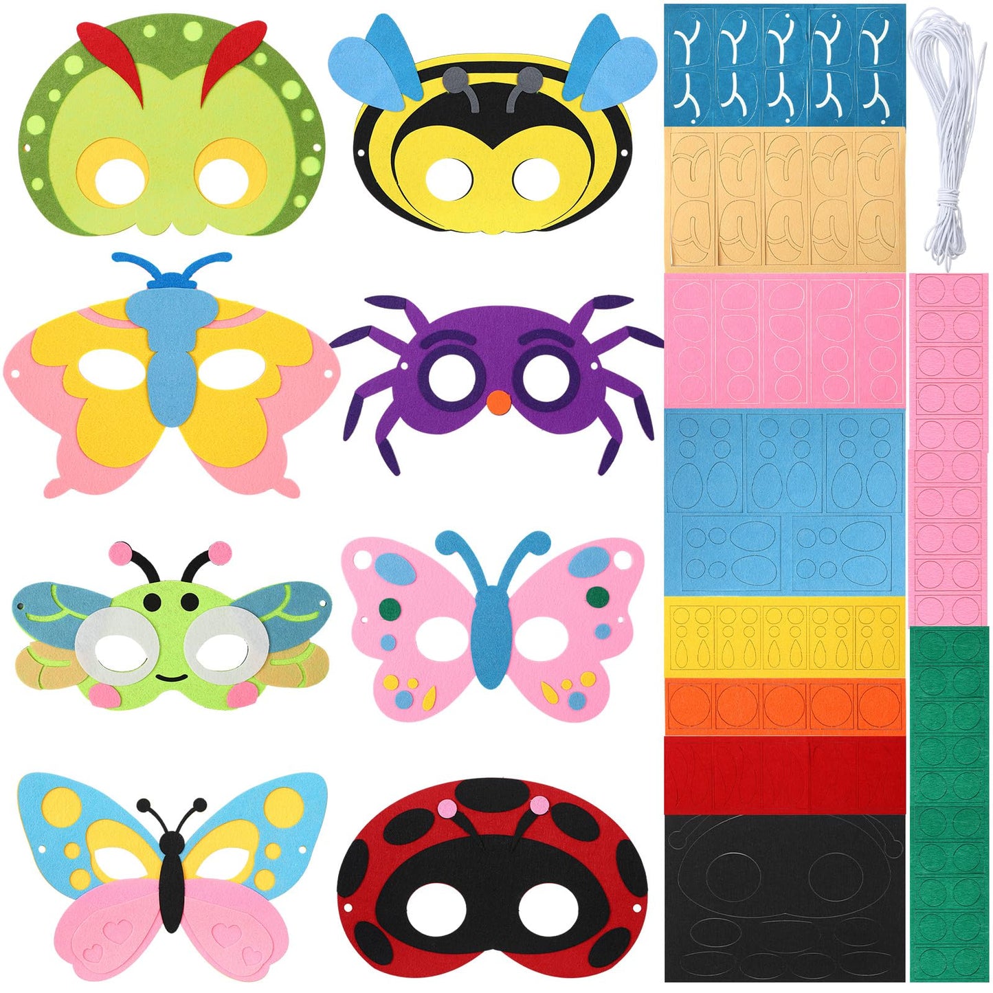 Teyva Daily 40 Pack Vbs Felt Mask Craft Kit Vbs Themed DIY Party Supplies Spring Bugs Masks Art Sunday School Classroom Home Activities Supplies Insect Dress up Birthday Accessory