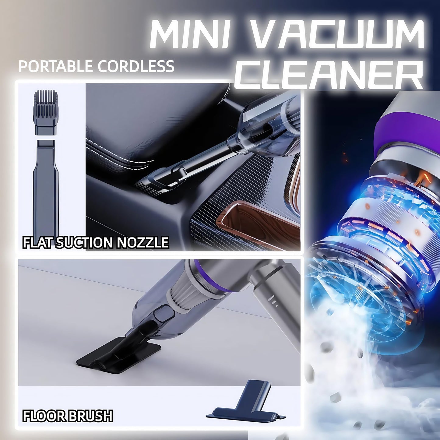 LYCVVVGS Handheld Car Vacuum Cleaner, 21000PA Rechargeable High Power Cordless Mini Car Vacuum Cleaner and Blower 2-in-1 with 3 Gear, Vacuum with Brushless Motor for Car, Home, Office, PC
