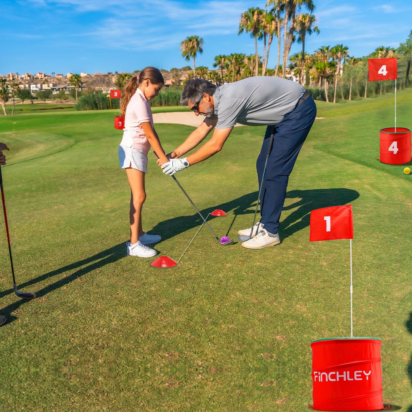 A11N SPORTS Finchley Backyard Golf Chipping Game | Portable 9 or 6 Holes Yard Golf Course for Outdoor, Lawn, Beach, Park | Golf Gifts for Men Women
