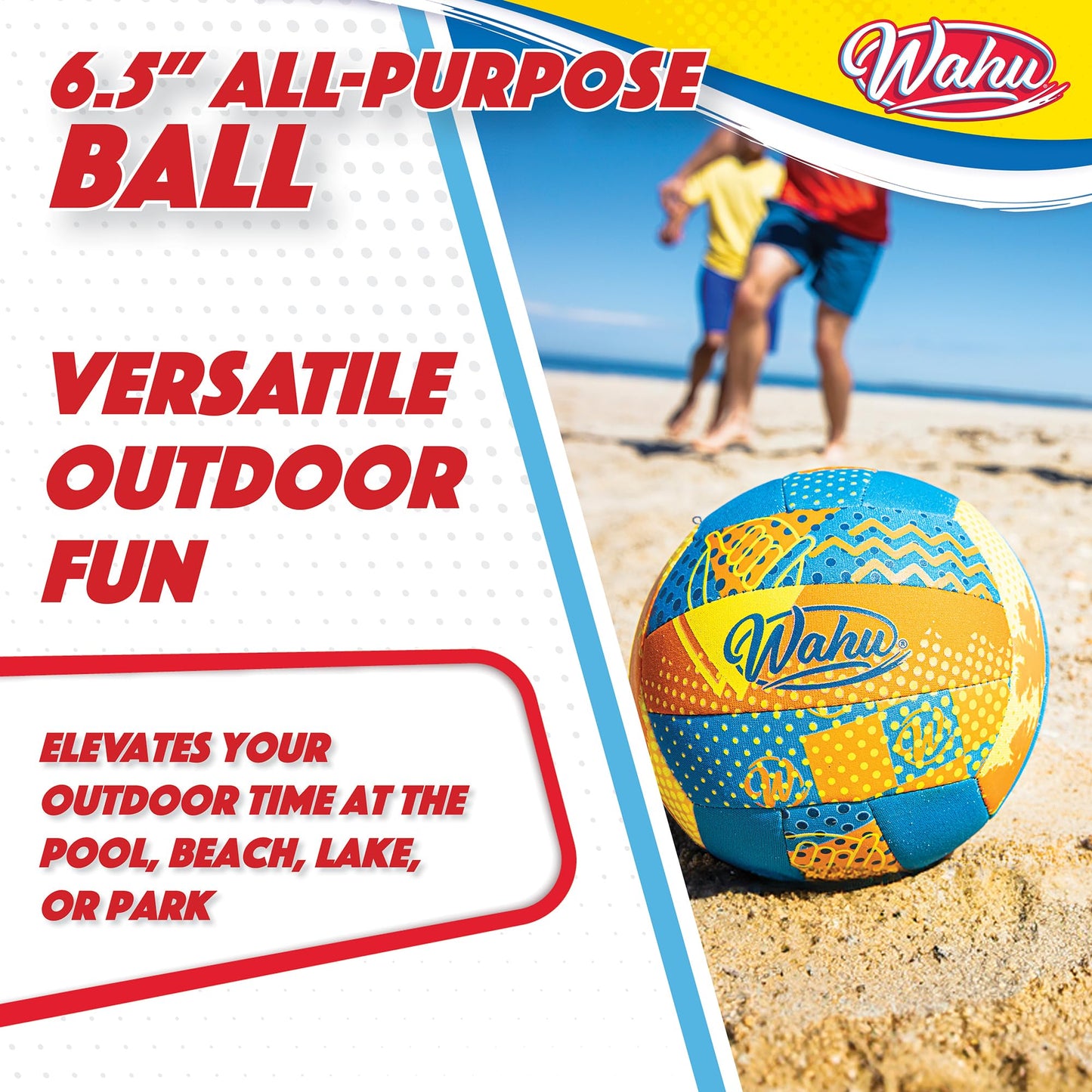 Wahu All-Purpose Ball Orange 6.5" Diameter - 100% Waterproof Neoprene Skin for Play at The Beach Or Pool - Use for Basketball, Volleyball, Water Polo, Soccer and More!