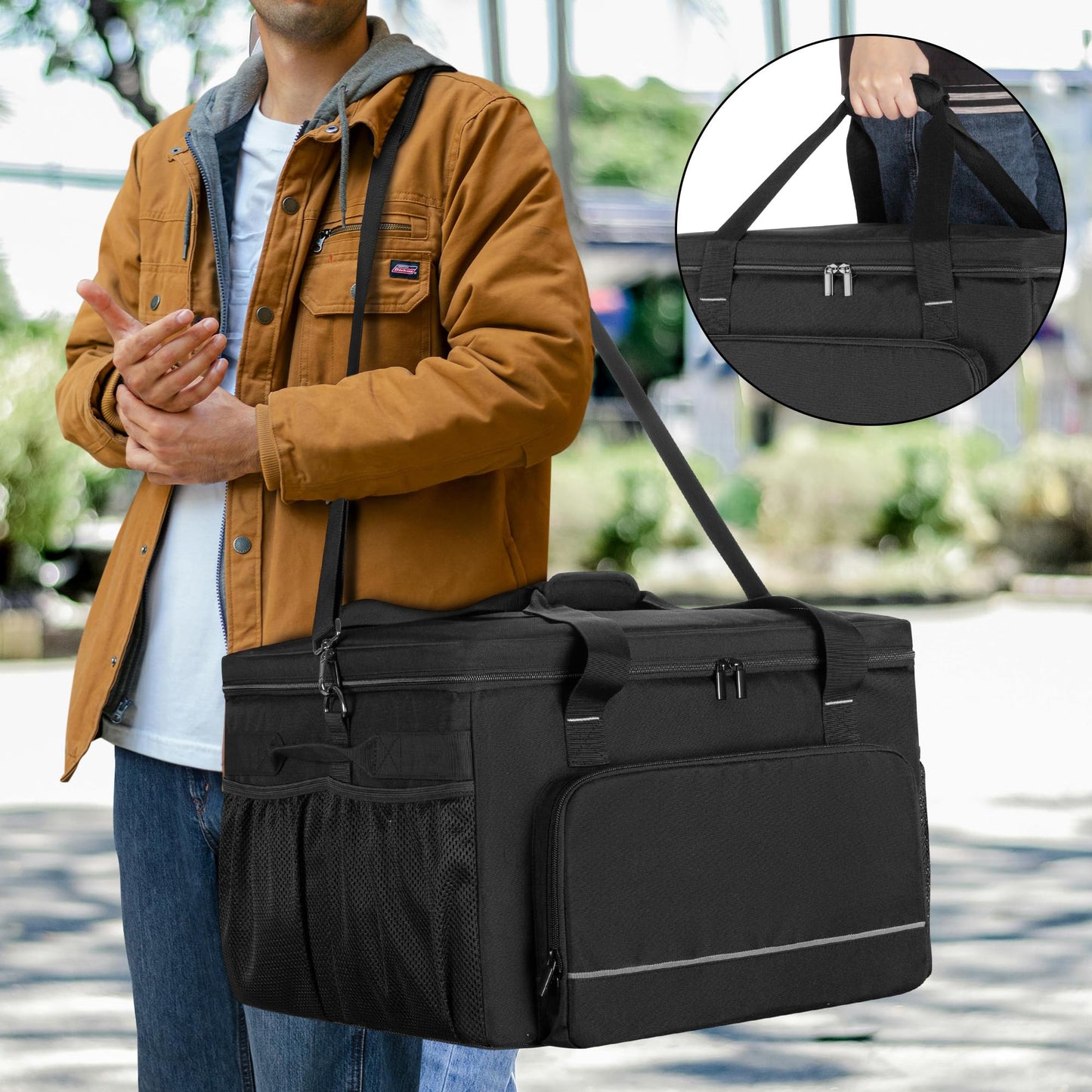 YARWO Printer Carrying Case Compatible with DNP/Fujifilm/HiTi Dye Sublimation Photo Printer, Padded Printer Travel Bag with Divider for Thermal Photo Printer, Media Rolls, Paper, 18.5 x 16.5 x 12.6 in