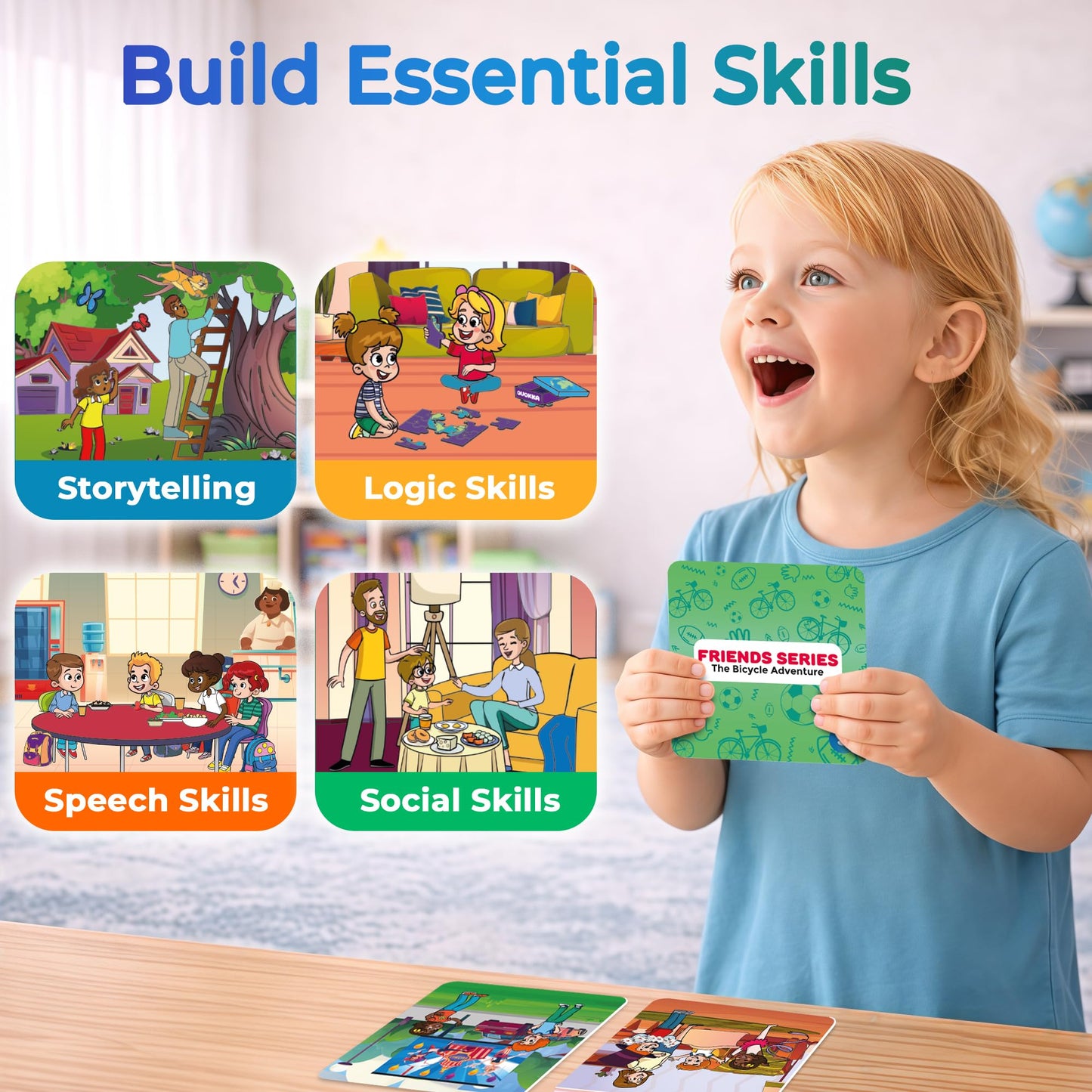 QUOKKA Sequence Speech Therapy Toys for Toddlers 3-4 - Autism Learning Materials for Kids 5-7 - Create a Story Cards Sentence Building - ABA Therapy Social Skills - Storytelling Picture Game
