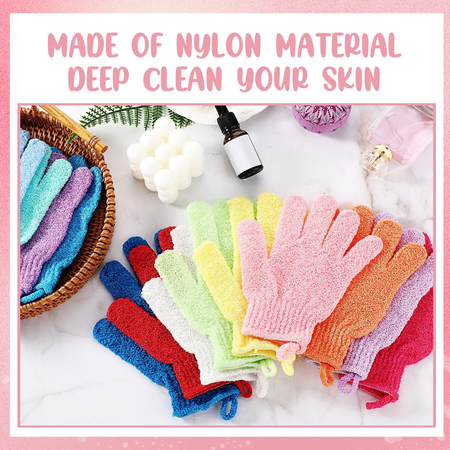 Didaey 104 Pcs Exfoliating Glove Bulk Shower Gloves with Hanging Loop Exfoliating Body Scrubber Dead Skin Remover for Body Bath Beauty Spa Massage Scrubs Men Women Bathing(Multicolor)