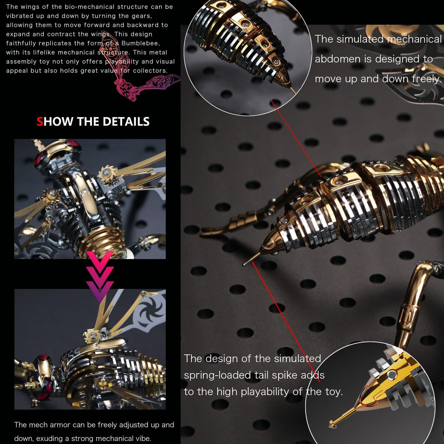 3D Metal Puzzles for Adults: The Northern Giant Hornet Model Kits, 3D Metal Puzzle Mechanical Wasp Building Blocks, Difficult DIY for Assembly, Birthday Gifts for Men