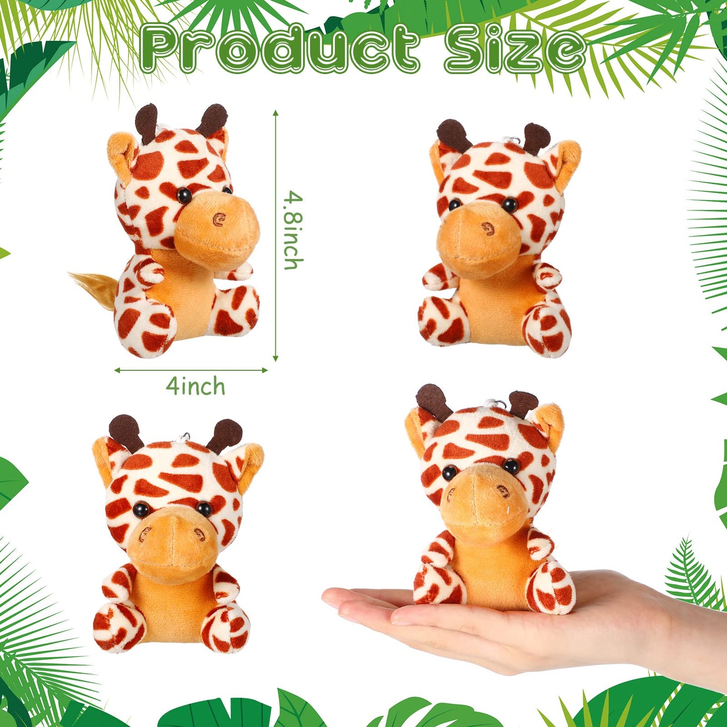Leitee 48 Pack Mini Plush Animals Toys Set 4.7 Inch Stuffed Animal Keychain Small Goodie Bag Fillers for Easter Hunts, Valentine‘s Day, Carnival Prizes, Jungle Party