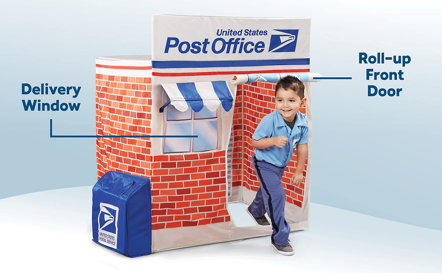 Kid Trax USPS Play Tent for Kids, Tent House for Kids, Large Front and Rear Openings, Mail Collection Box, Includes Carrying Case, Mail Truck or Carrier Accessory, Kids Play House, Post Office Toys