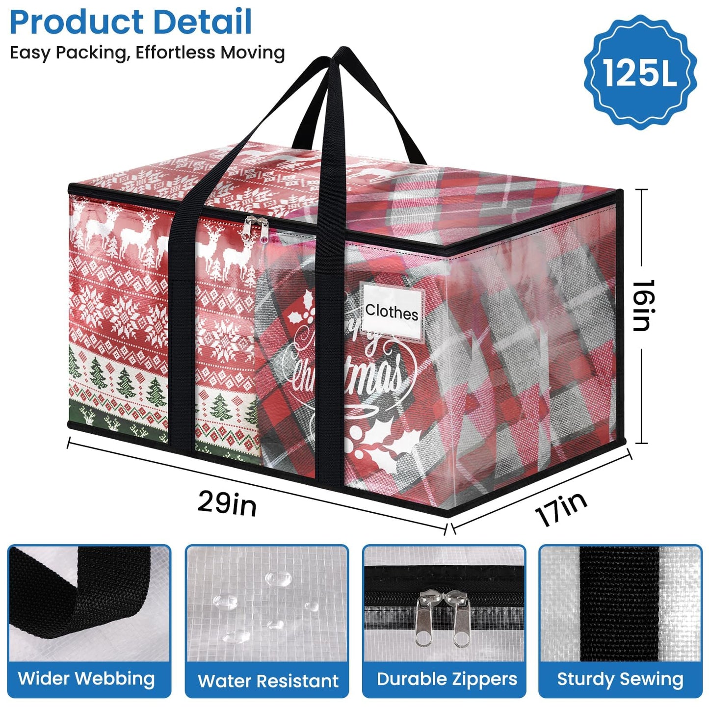 RoomHacks Clear Moving Bags Heavy Duty Extra Large, Moving Supplies with Reinforced Handle and Double Zipper, Storage Bags for Moving Essential, Packing tote Alternative to Moving Box(10 Packs, Clear)