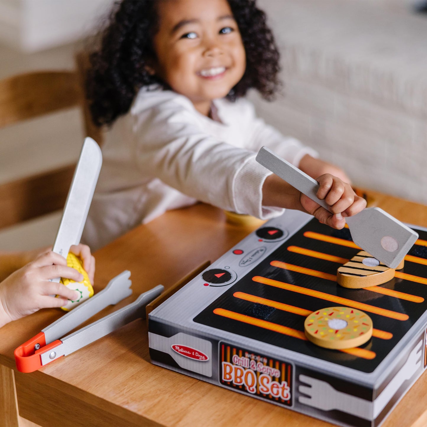 Melissa & Doug Grill and Serve BBQ Set (20 pcs) - Wooden Play Food and AccessoriesHot Dog Toy BBQ Play Kitchen Food for Ages 3+