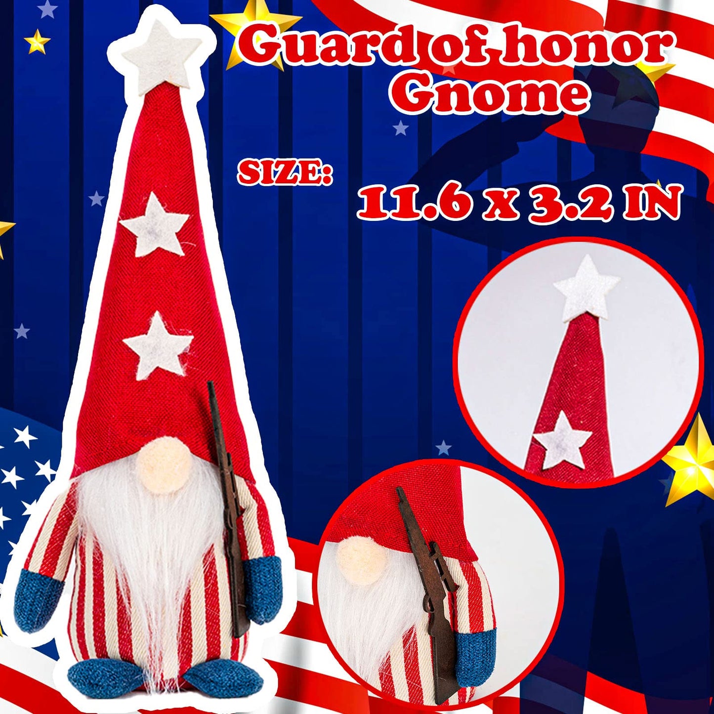 DraMosary 4Pcs Independence Day Gnomes