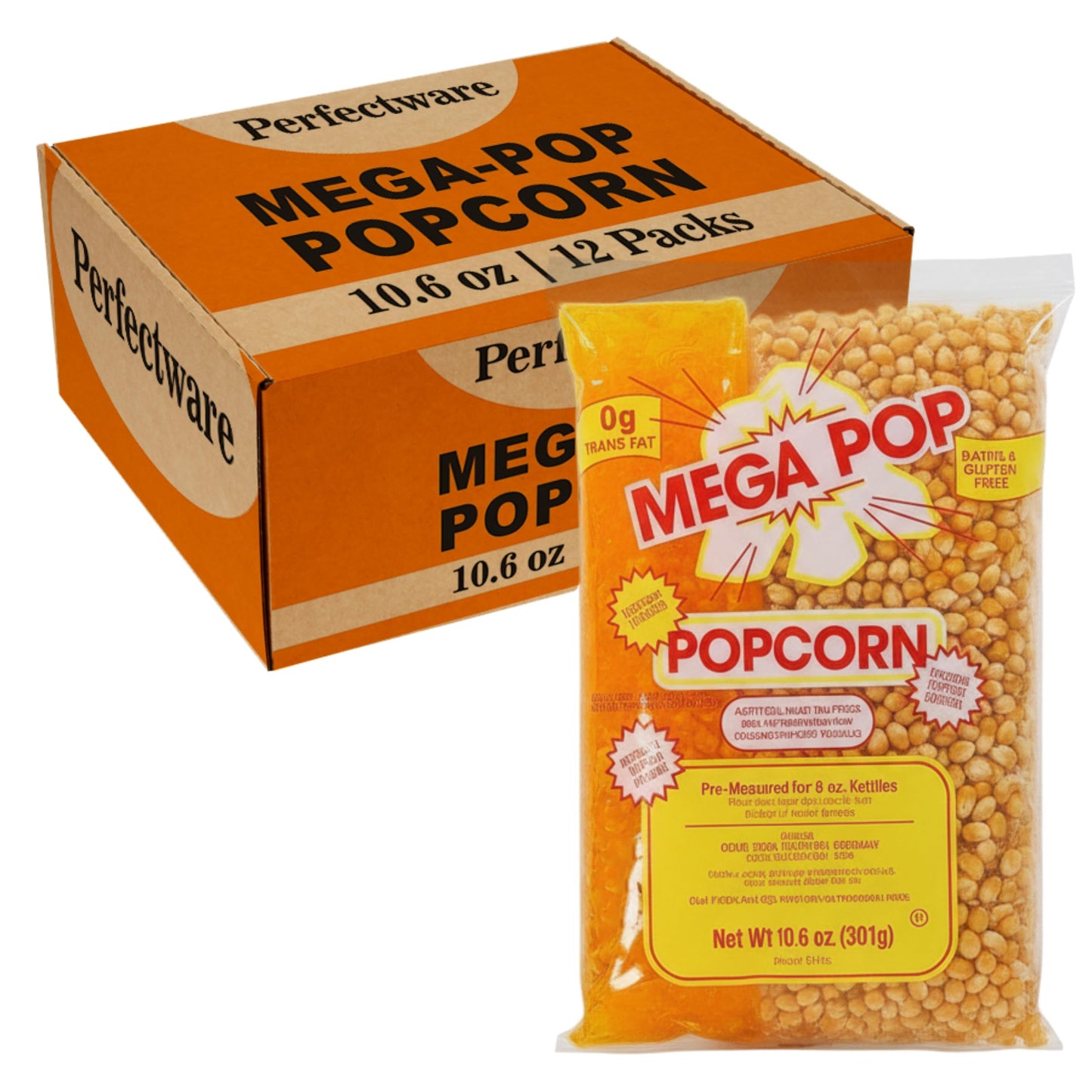 Perfectware Movie Theater Style Popcorn Portion Packs, 10.6 Ounce, 12 Count