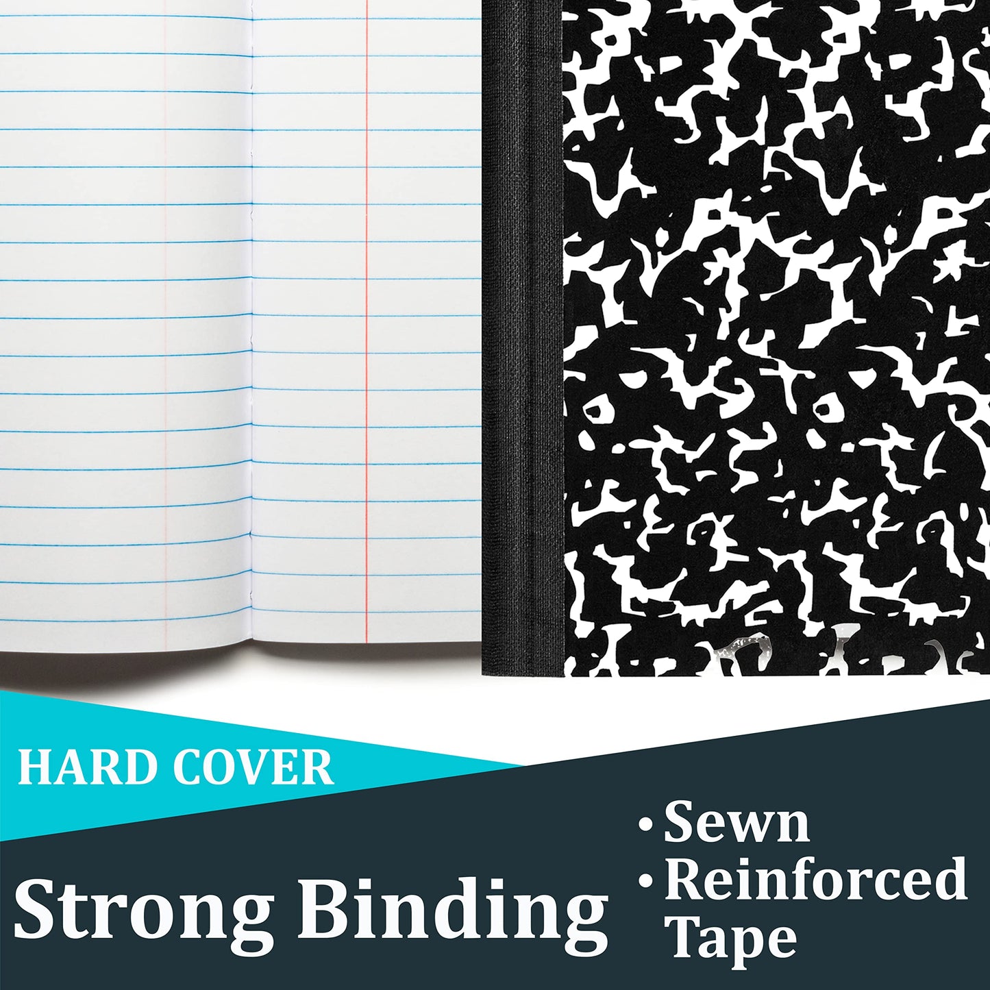 VEEBOOST Composition Notebook Wide Ruled Marble Composition Notebooks Bulk Wide Ruled Notebooks for School 9.75 x 7.5” 200 Pages 100 Sheets (48 Pack)