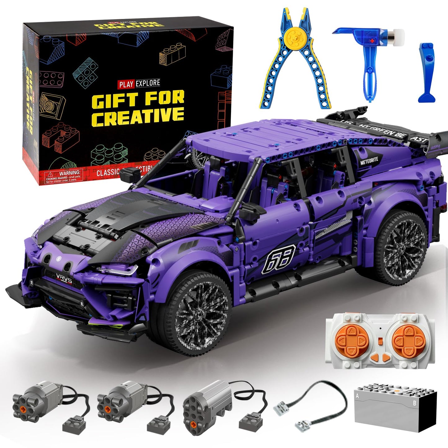 Remote Control Building Car, Compatible with Technic Car, 1:8 21inch Large Size Dynamic Model Car SUV Construction with Motors Rechargeable Battery, Building Toy for Adults Teens Aged 12+ (2375 PCS)