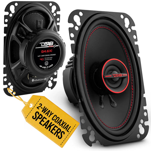 DS18 G4.6Xi GEN-X 4x6 2-Way Coaxial Speakers 135 Watts Max Power 45 Watts RMS 4-Ohm Mylar Dome Tweeters with Neodymium Magnet - Clarity Unparalled by Other Speakers in Their Class - 2 Speakers