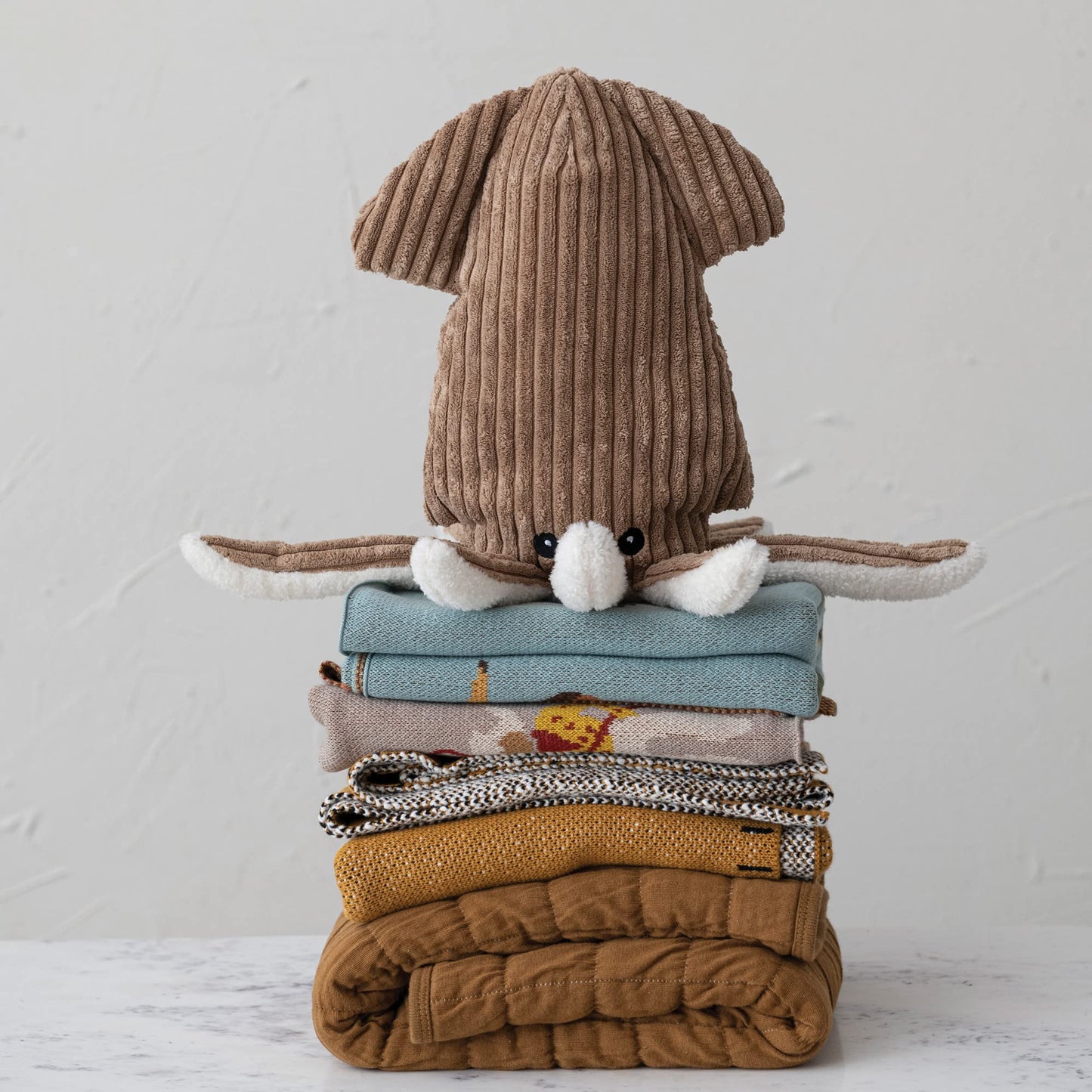 Creative Co-Op Soft Cotton Knit Baby Blanket with Decorative Duck Print, Multicolor