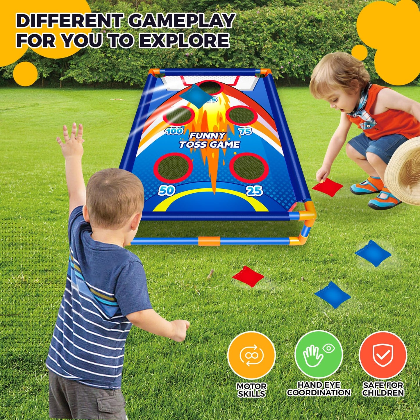 Bean Bag toss Game for Outdoor Activities, Bean Bag toss Toy for 3 4 5 6 7 8 Years Old Boys Girls, Ideal Gift 3-8 Years Old Kids Birthday Christmas