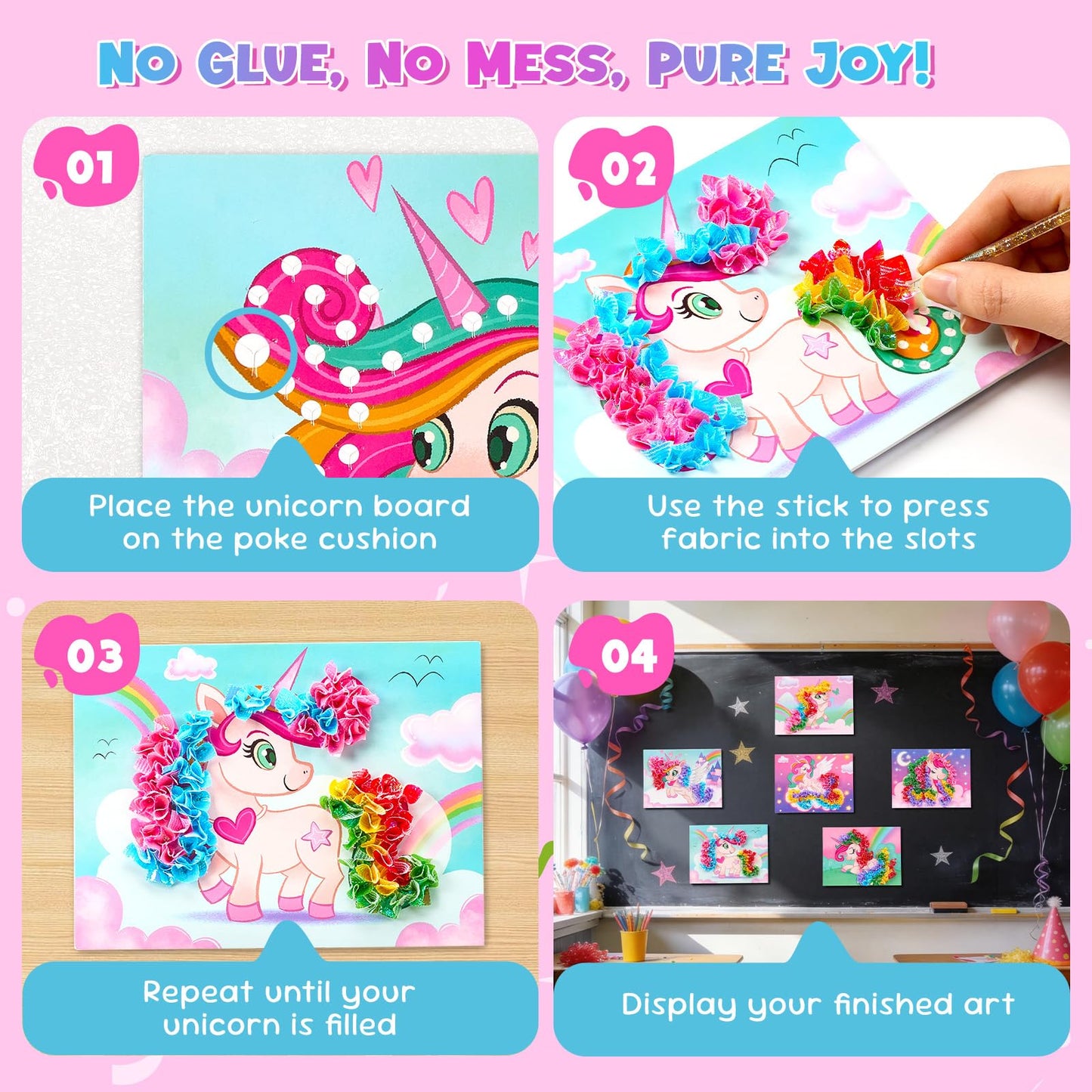 JoyCat 24 Pack Unicorn Poke Art Party Favors -Sticker Craft Kits for Kid, Mess-Free Art and Craft for Kids Ages 4 5 6 7 8 9, DIY Creative Activity, Classroom Prizes & Goodie Bag Easter Basket Stuffers