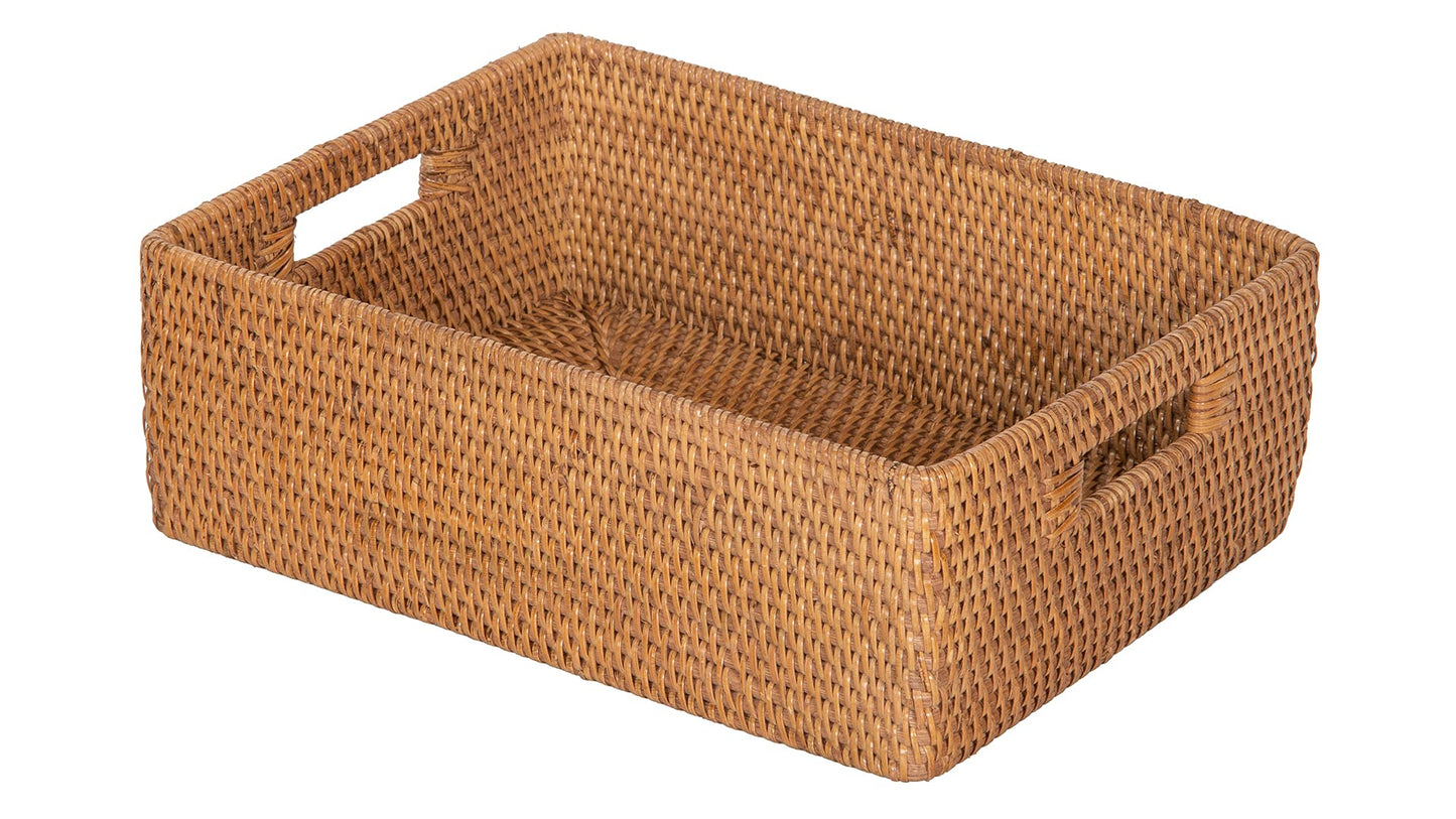 KOUBOO Laguna Rattan Shelf & Basket, Wicker Storage Basket, Ideal for Kitchen Storage Baskets Shelves, Decorative Box, Toys Home Organizer Natural