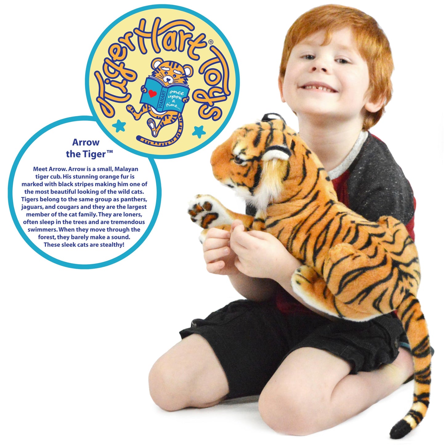 Arrow The Tiger - 17 Inch (Tail Measurement Not Included) Stuffed Animal Plush Cat - by TigerHart Toys