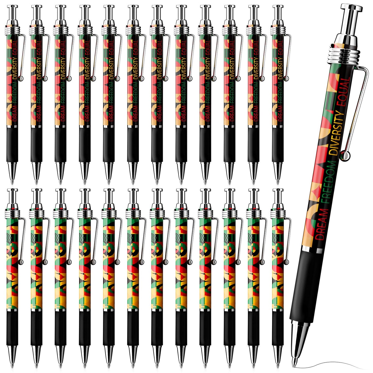 Sayglossy 200 Pcs Juneteenth Gift Bulk Happy Juneteenth Day Ballpoint Pens Freedom Day Independence Theme Ballpoint Pens for Party Supplies Favors Festival Decoration (Geometric Pattern)