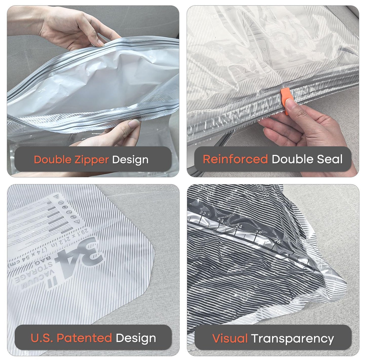 Vacbird Vacuum Seal Bags for Clothing with Rechargeable Cordless Pump, 24 Pack Vacuum Storage Bags, Compression Packing for Clothes Bedding Blanket Pillows Comforters