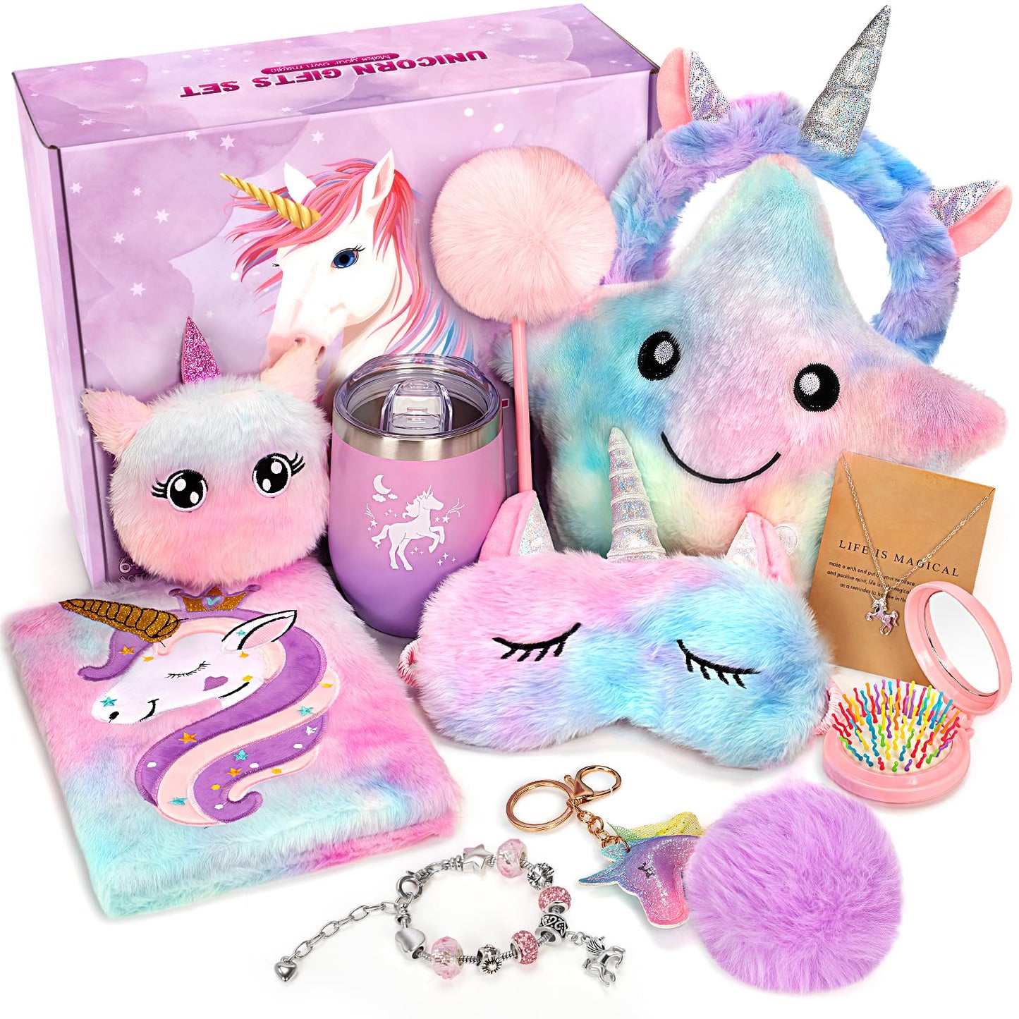 Unicorn Gifts for 5 6 7 8 9 10 Year Old Girls Kids Toys Set for Teen Girls Birthday Christmas Gifts Unicorn Toys with Star Pillow